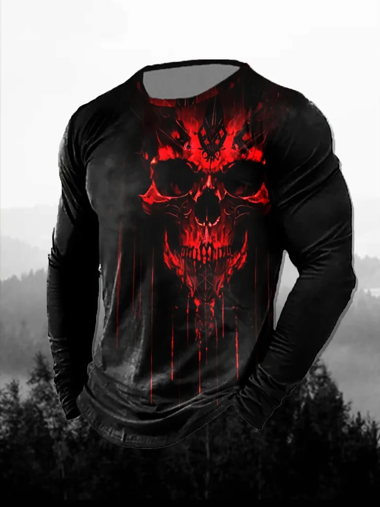 Men's 3D Print Red Dark Skull  - 3D Printing Custom 评论和价格